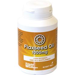 Flax Seed Oil 1000mg 90 soft gel capsules providing 500mg alpha linolenic acid